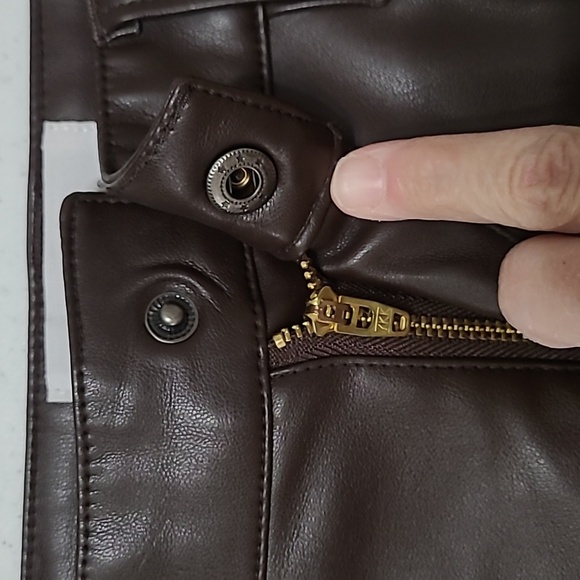 Dear John Dark Brown Faux Leather JEANNE Flare Pants size 31 - Picture 7 of 11